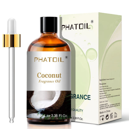 PHATOIL 100ml Fruity Fragrance Oil for Diffuser Candles Making -Coconut & Vanilla Strawberry Lemon Peach Aroma Essential Oils
