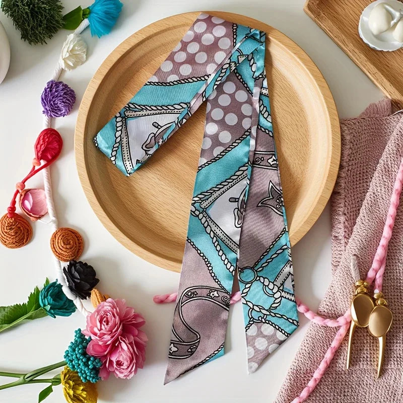 10Pcs Women’s Paisley Print Multi-Use Scarves Elegant Long Hairbands Neck Scarves & Bag Straps DIY Craft Hair Scarf Accessories