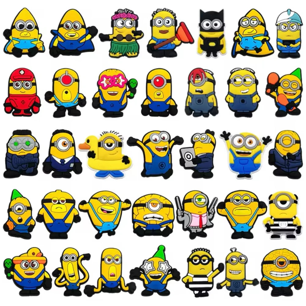 12-36Pcs Minion Cartoon Shoe Charms For Slides Sandals,PVC Shoe Decorations Accessories For Christmas Birthday Gift Party