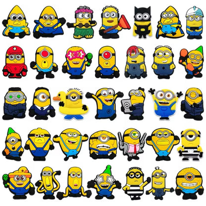 12-36Pcs Minion Cartoon Shoe Charms For Slides Sandals,PVC Shoe Decorations Accessories For Christmas Birthday Gift Party