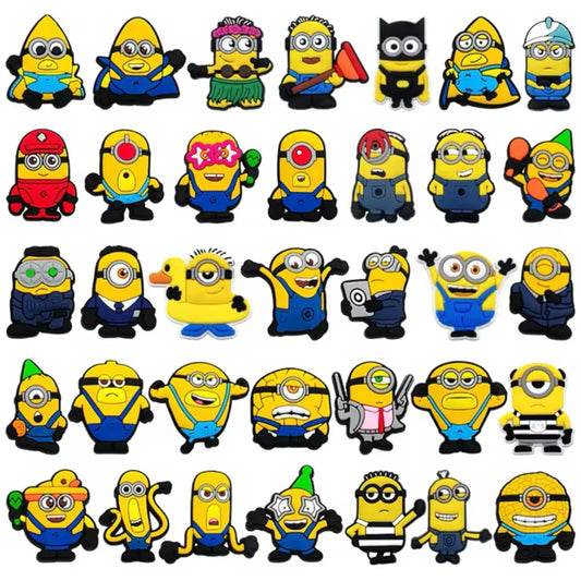 12-36Pcs Minion Cartoon Shoe Charms For Slides Sandals,PVC Shoe Decorations Accessories For Christmas Birthday Gift Party