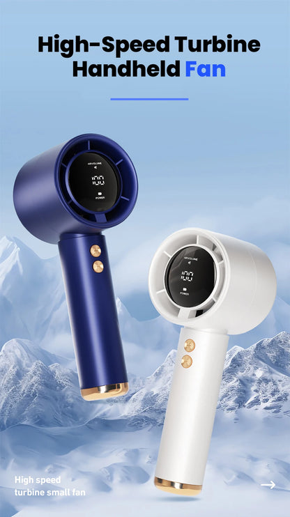 New Mini Handheld Fan USB Fast Charging Portable Silent High-speed Led Display High Wind Power Fan For Travel Outdoor Activities