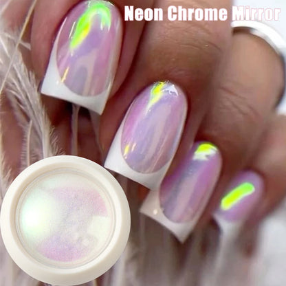 Unicorn Chrome Nail Powder Neon Aurora Mirror Iridescence Nail Pigment Mermaid Pearl Effect Glitter Makeup Nail Art Decorations