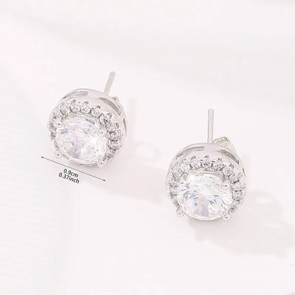 Delicate Small Round Stud Earrings Women with Shiny Cubic Zirconia Simple Versatile for Teens Fashion Jewelry