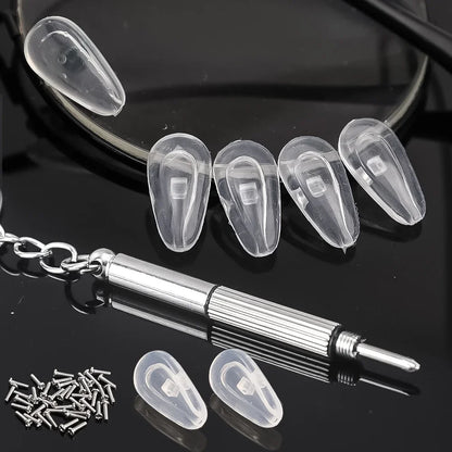 Eyeglasses Nose Pads with Screwdriver DIY Soft Silicone Air Chamber Glasses Replacement Repair Tools Anti-slip Nose Pad Screw