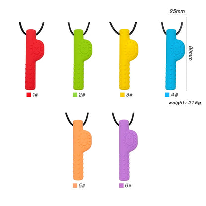 1pcs silicone teether children building block chewing necklace sensory chewing molar pendant oral motor toy for ADHD boy gift