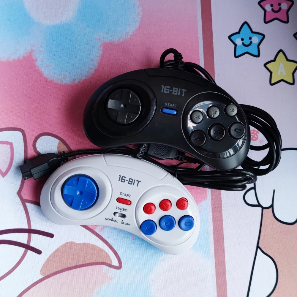 White Black 9 Pin Wired Gamepads For Sega MegaDrive Game Console 16 bit Controller For Genesis MD Gamepad Handle Support Turbo