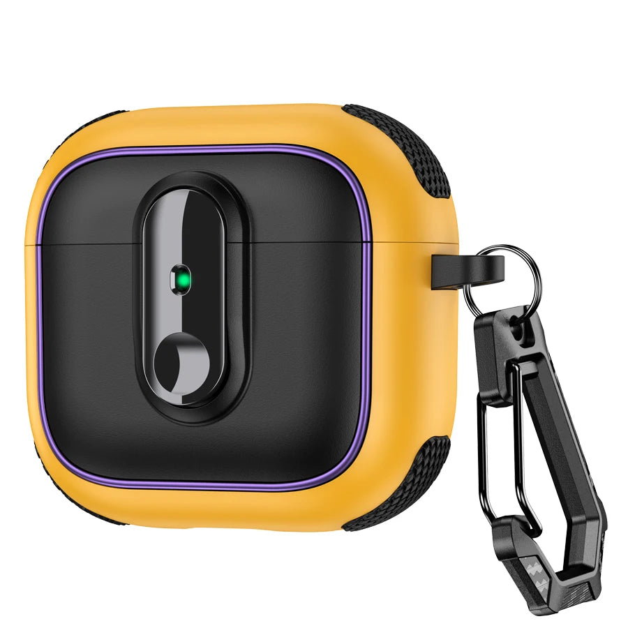 Armor locking clasp Earphone Cover For AirPods 4 3 2 Pro 3 With Plated Purple Strips With Magnetic Attraction Protective Case