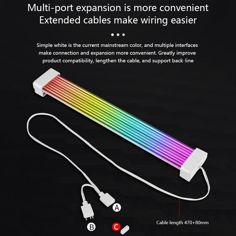 Computer Case Bendable ARGB Light Board, Suitable For Graphics Card 24pin/8pin/2x8pin/12VHPWR/Motherboard Decorative Light Strip