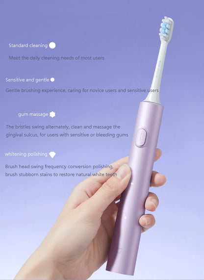 Mijia Sonic Electric Toothbrush T302 3colors 4 Brush Heads IPX8 Water Proof 360° Wireless Charging 4 Modes Cleaning Teeth