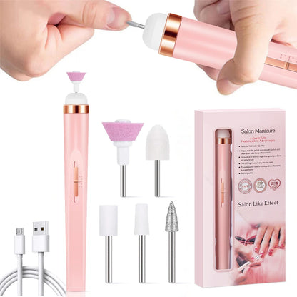 LINMANDA Portable Electric Nail File Nail Set with 4 Speeds Cuticle Trimmer Battery Operated Manicure and Pedicure Tools