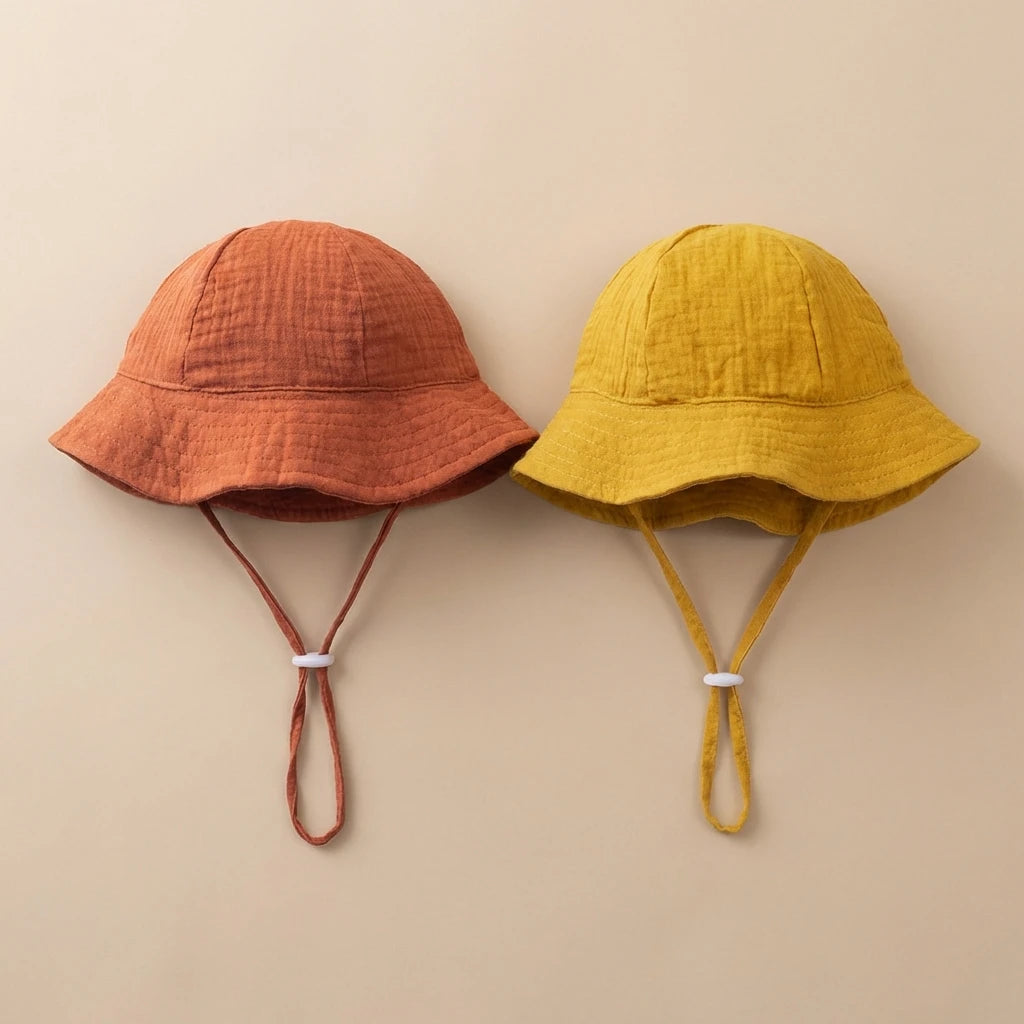INS Baby Pure Cotton Basin Hat Sun-Protective Breathable Baby Fisherman Hat Solid Color Children's Sun Hat