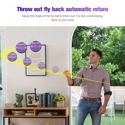 LED Colorful Flying Ball Automatic Boomerang Hover Orb, Gyroscopic Anti-Gravity Black Tech Magic Flying Toys for Children Gifts