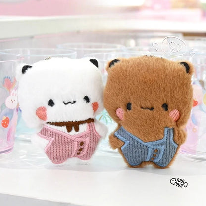1/2Pcs New Panda Bubu and Yier Plush Pendant Keychain Dolls Cute Cartoon Panda Bear Key Ring Backpack Pendant Couple Gifts