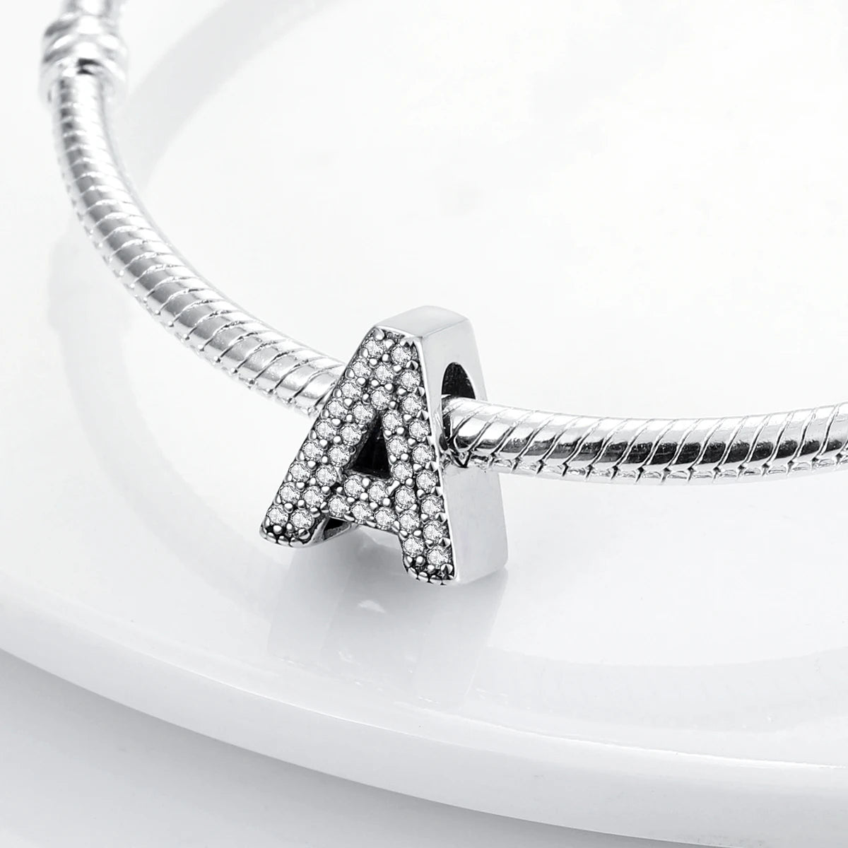 Original 925 Sterling Silver 26 Alphabet Letters Sparkling Zircon Charms Pendant Beads For Women Fine DIY Birthday Jewelry Gifts