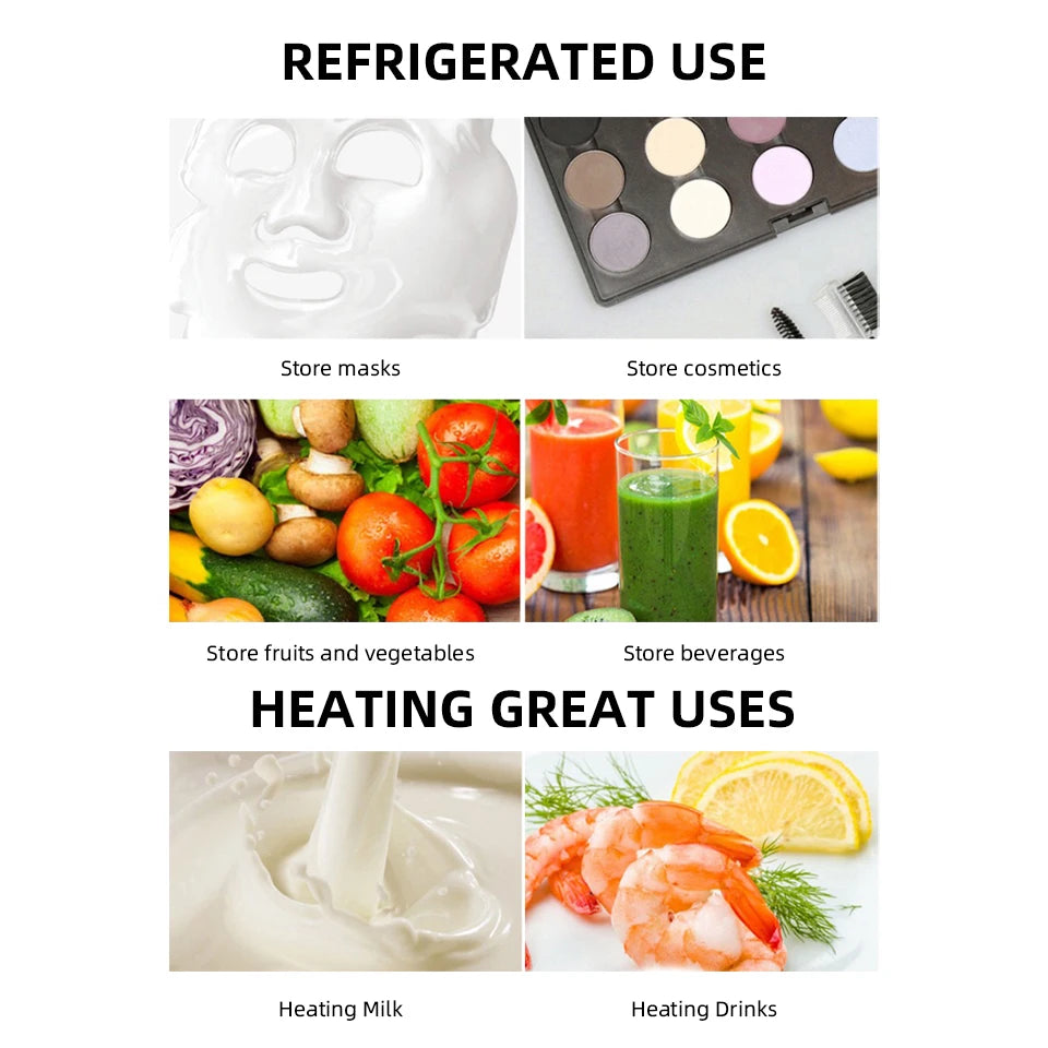 4L Mini Beauty Fridge for Skincare Car & Home Dual Use Cooling Heating Makeup Refrigerator Travel Cosmetic Face Cream Fridge