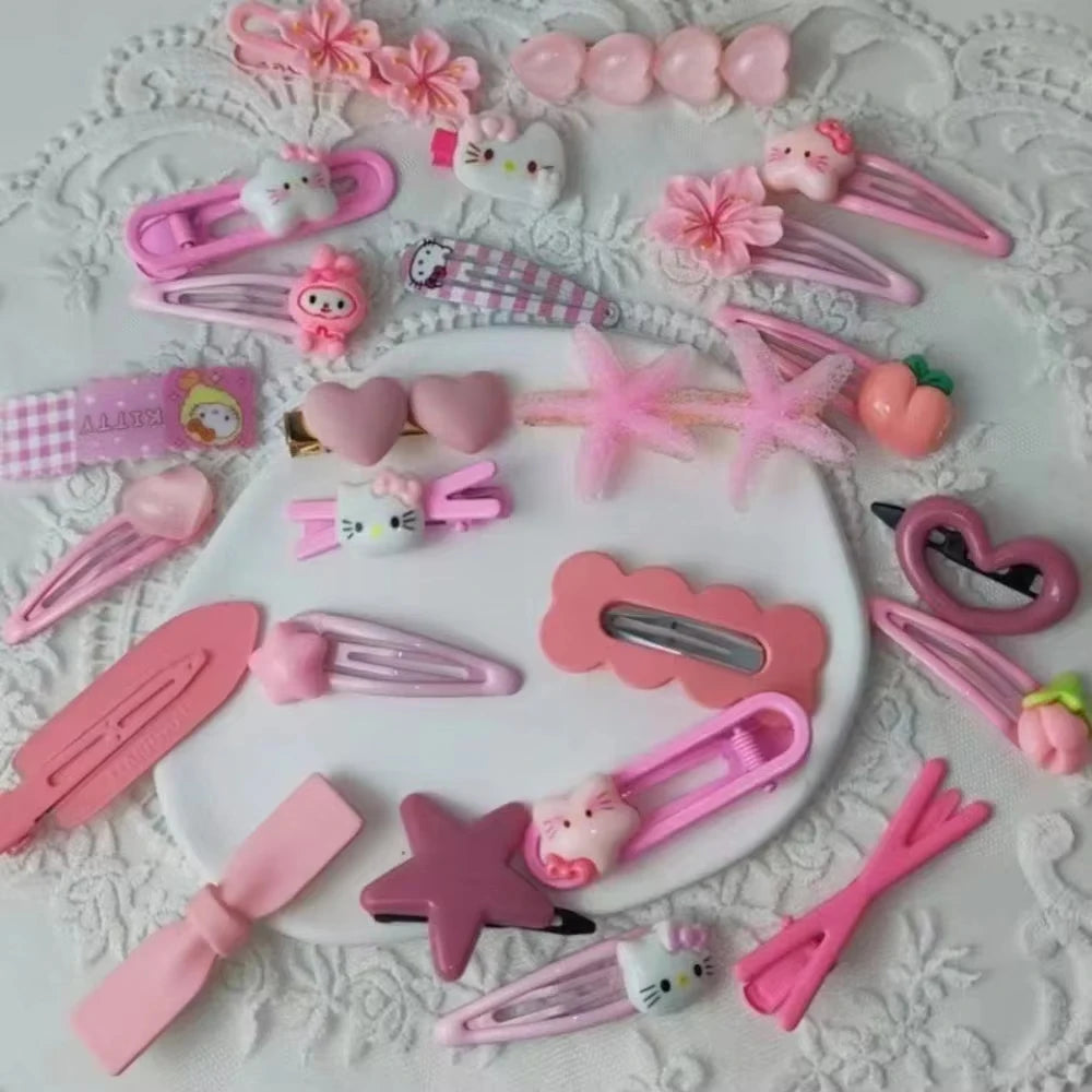 10-100pcs Y2K Hair Clips Set Cute Pink hair accessories Seamless Edge Clip Women Girl Sweet Beauty Hairpin trendy hair clips