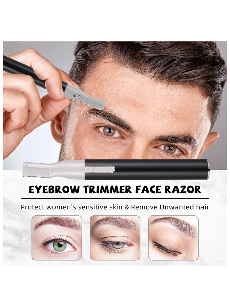 Electric Mini Eyebrow Trimmer Shaver Hair Removal Facial Neck Body Arms Legs Blur - Rechargeable Personal Grooming Kit