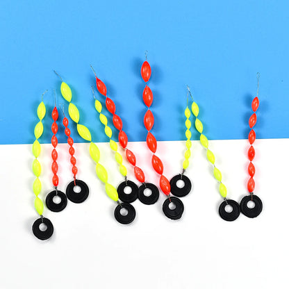 60Pcs/10Sets Fishing Float 6 In 1 String Type Seven Star Float Foam Space Bean Fishing Line Stopper Buoys Tackle Accessories