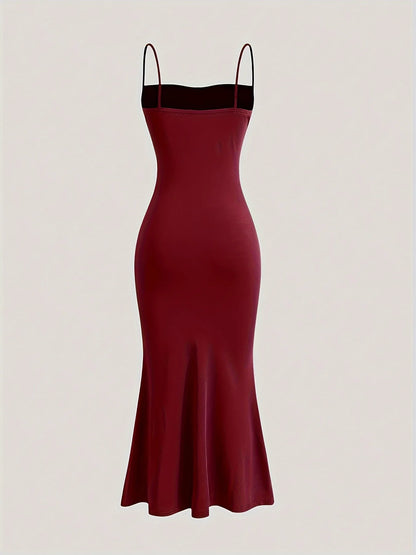 Women's Solid Color Ruched Cami Dress, Elegant Sleeveless Dress for Party Evening Formal Occasions, Ladies Summer Dress