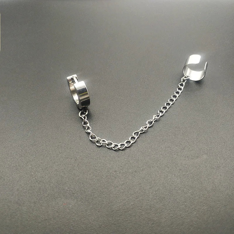 1 Pcs Stainless Steel Painless Ear Clip Earrings for Men Women, Punk Silver Color Non Piercing Fake Earrings Jewelry Gifts