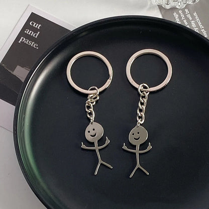 Fun Match People Keychain Creative Car Keyrings Heart To Heart Middle Finger Lovers Key Chain New Bag Pendant Couple'S Gifts