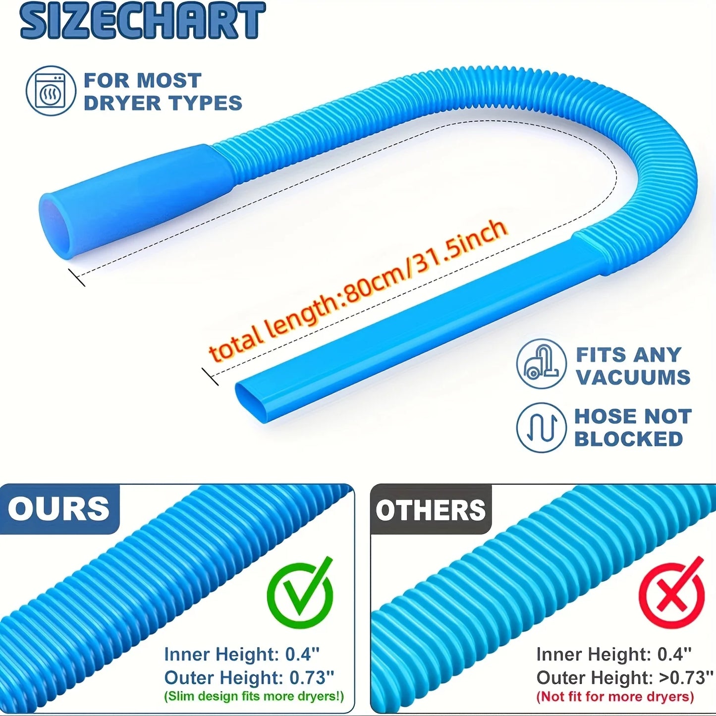1Pc Drying Machine Exhaust Cleaner Hose - Flexible Yarn with Elastic Connector for Cleaning Vacuum Hose Accessories