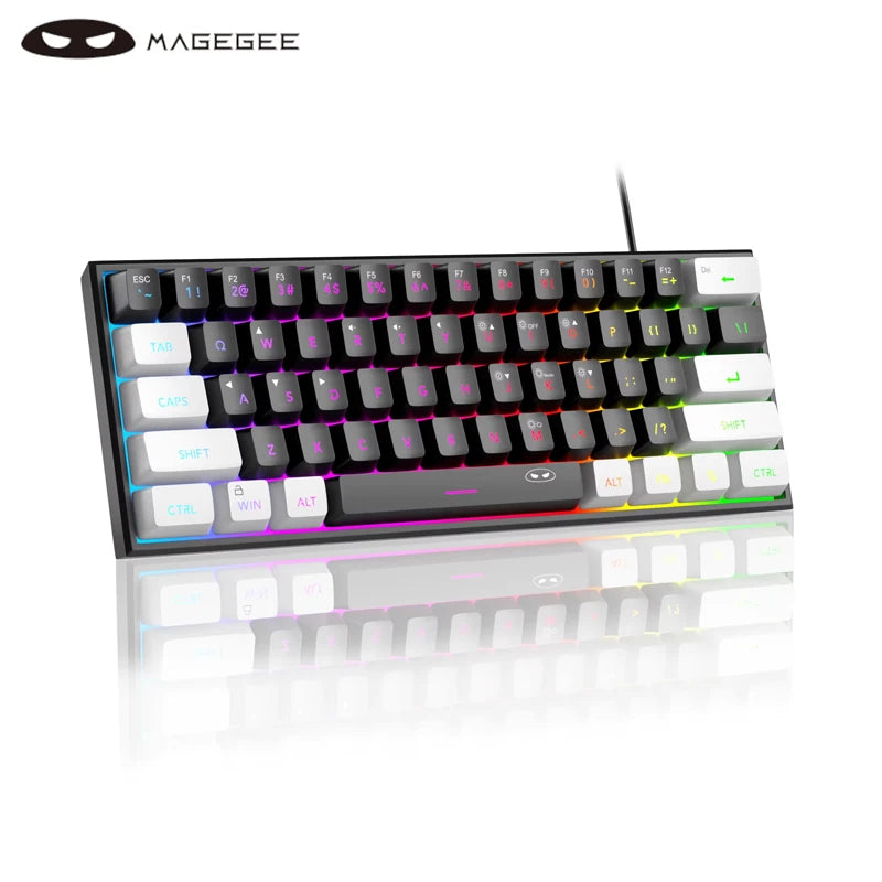 MageGee Mini 60% Gaming Keyboard, RGB Backlit 61 Key Ultra-Compact Keyboard, TS91 Ergonomic Waterproof Mechanical Feeling Office