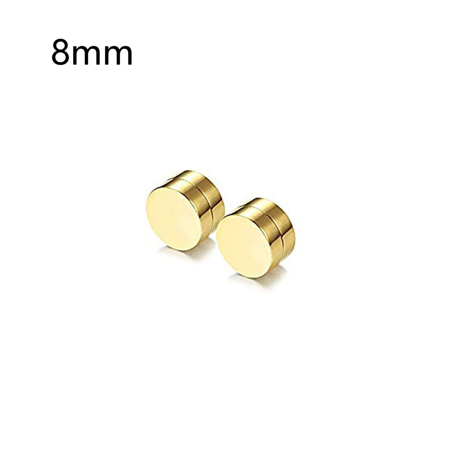 1 Pair 6-12mm Black Stainless Steel Hypoallergenic Magnetic Fake Gauges Earring Studs for Men Women Non Pierced Earrings