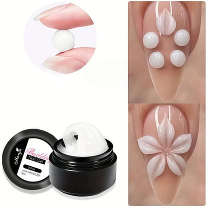 3D Nail Gel, Non-Sticky Hard Long-Lasting Overlay, Creates 3D Bow Geometric Letter Shapes, Salon Quality, Soluble Residue-Free A