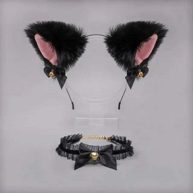 1 Set Cute Cat Ear Hair Wear Claw Gloves Girls Anime Cosplay Costume Plush Bell Cat Fur Ear Hairband Night Party Club Headbands