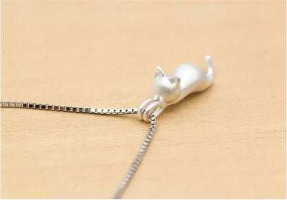 Popular 925 Sterling Silver Jewelry Fashion Simple Animal Cute Kitty Clavicle Chain Pendant Cat Necklaces XL003
