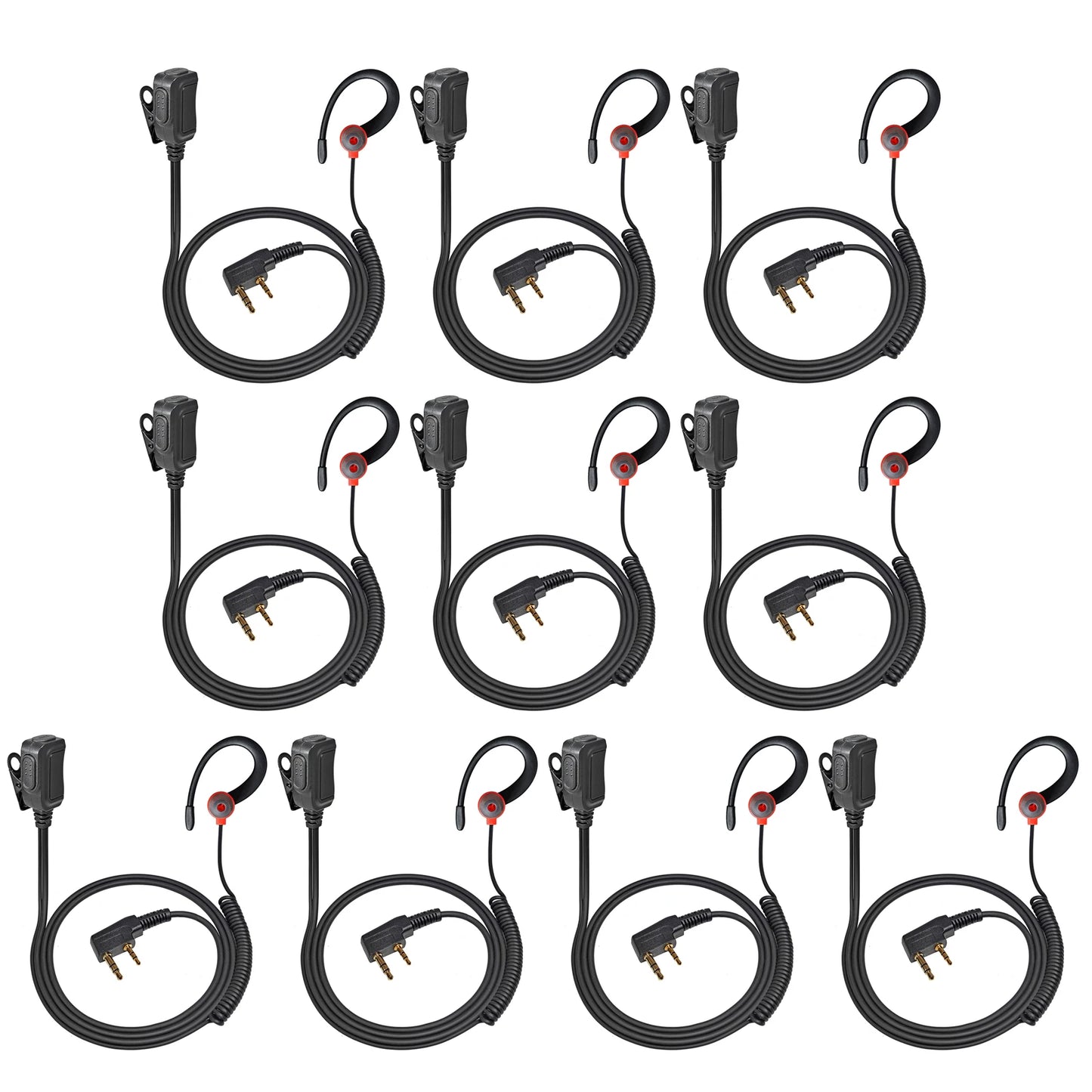 Two Way Radio 2 Pin K Head Soft Ear Hook Earpiece Walkie Talkie Headset with Mic PTT for BaoFeng UV-5R BF-888s Kenwood Retevis
