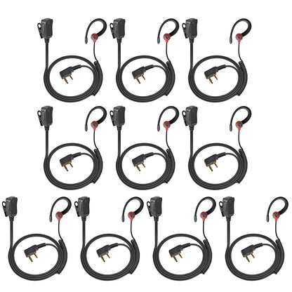 Two Way Radio 2 Pin K Head Soft Ear Hook Earpiece Walkie Talkie Headset with Mic PTT for BaoFeng UV-5R BF-888s Kenwood Retevis
