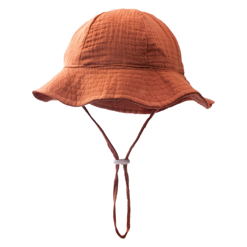 INS Baby Pure Cotton Basin Hat Sun-Protective Breathable Baby Fisherman Hat Solid Color Children's Sun Hat