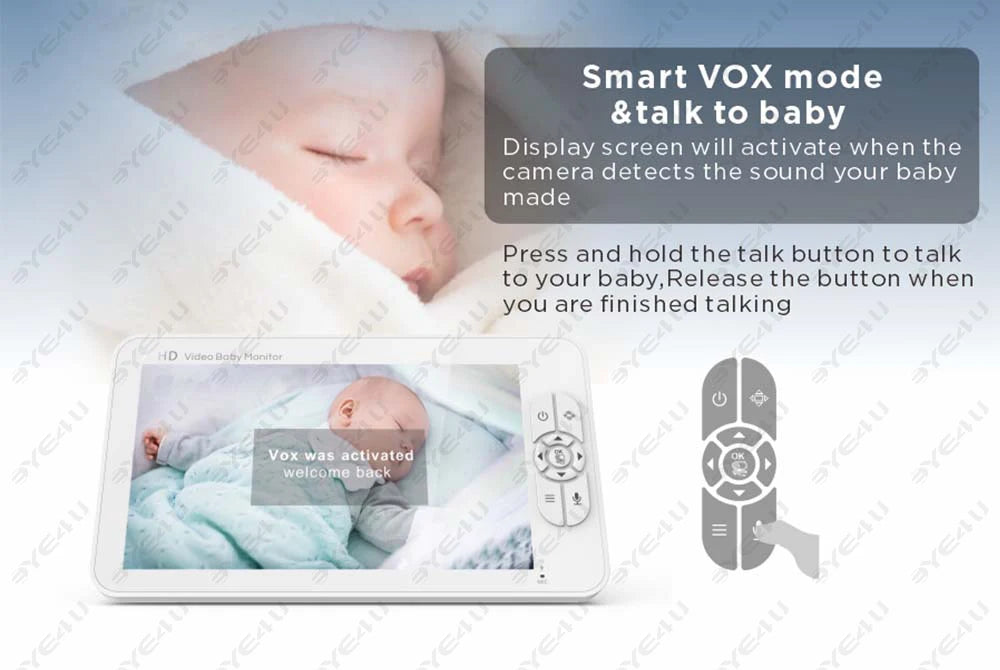 5 Inch Video Baby Monitor With Camera PTZ Zoom Babyphone Cam Security Protection Surveillance Cameras Temperature Sensor Lullaby