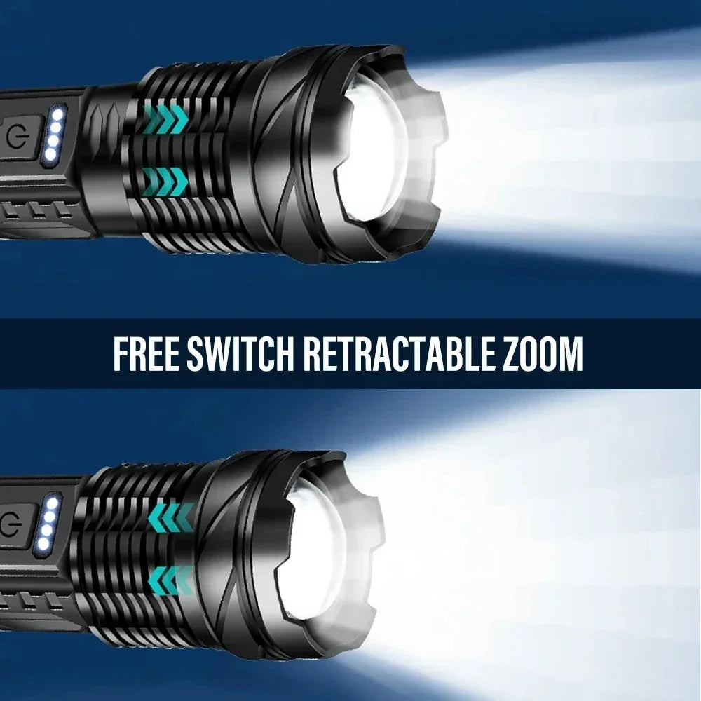 High Powerful LED Flashlights Long Range 150M Super Bright Torch Light Rechargeable Waterproof Outdoor Camping Lamp