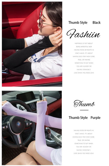 Anti-UV Arm Covers for Men Women Cycling Fingerless Gloves Summer Sport Ice Silk Cool Scarf Silk Elastic Arm Covers Driving