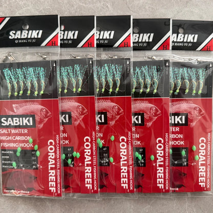 TAKBAS 1/5 Packs Sabiki Rigs, Fishing Bait Rigs, Luminous Sea Fishing Rig with High Carbon Fishing Hooks,for Fresh/Saltwater