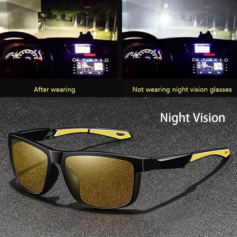 Fashion Vintage Square Frame Unisex Night Vision Glasses Reduce Visual Fatigue Lenses Anti-Glare Anti reflective UV400 Eyewear