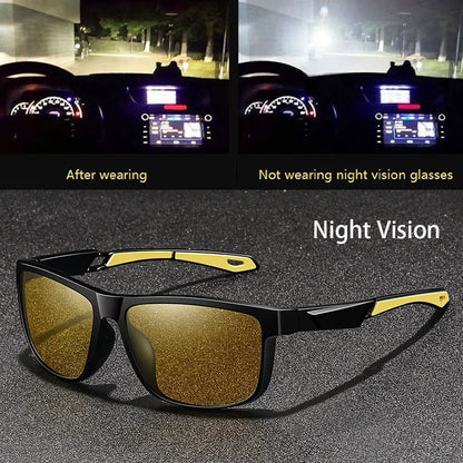 Fashion Vintage Square Frame Unisex Night Vision Glasses Reduce Visual Fatigue Lenses Anti-Glare Anti reflective UV400 Eyewear