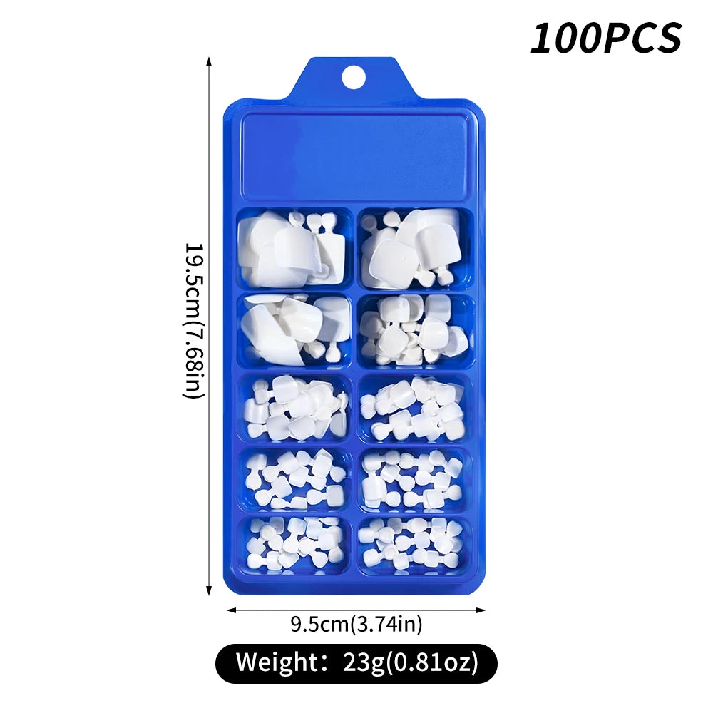 100Pcs White Short Square False Toenails 12-Sizes Full Cover Press On Toe Fake Toe Tips for Summer Women Foot Nail Art Extension