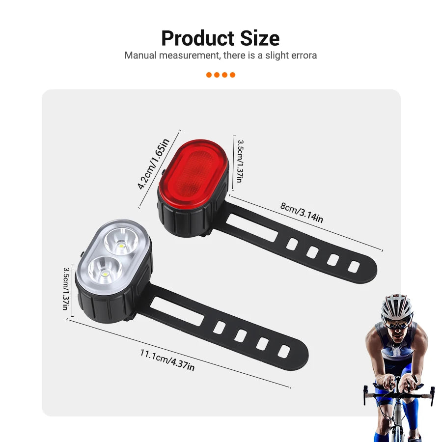 Rechargeable Bike Lighting Front/Rear Lights Bicycle Lamp Led Cycling Light Bike Flashlight for Bicycle Front Taillight Lantern