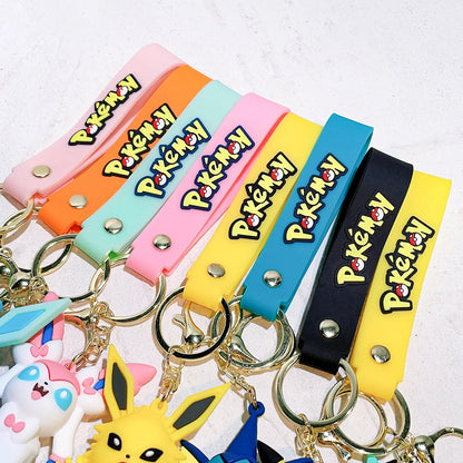 Pokémon Big Eevee Family Keychain Gift Set, Complete Evolution PVC Keychain with Pokéball Clip, Adorable Key Ring for Kid