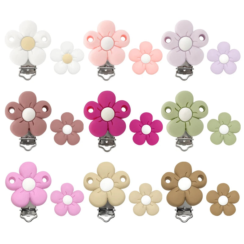1/3/10pcs Silicone Flower Pacifier Clips Food Grade Teethers For Baby DIY Baby Soother Nursing Pacifier Chain Accessories