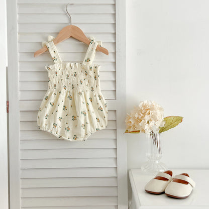 Summer Outfit Kids Baby Clothes Cotton Sleeveless Rompers Newborn Girls Clothes Toddlers Flower Bow Kids One-pieces Bodysuits