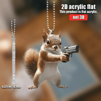 2D Funny Squirrel With Pendant Used for Car Hanging Decoration Fun Decoration Home Decoration Backpack Accessories keychains