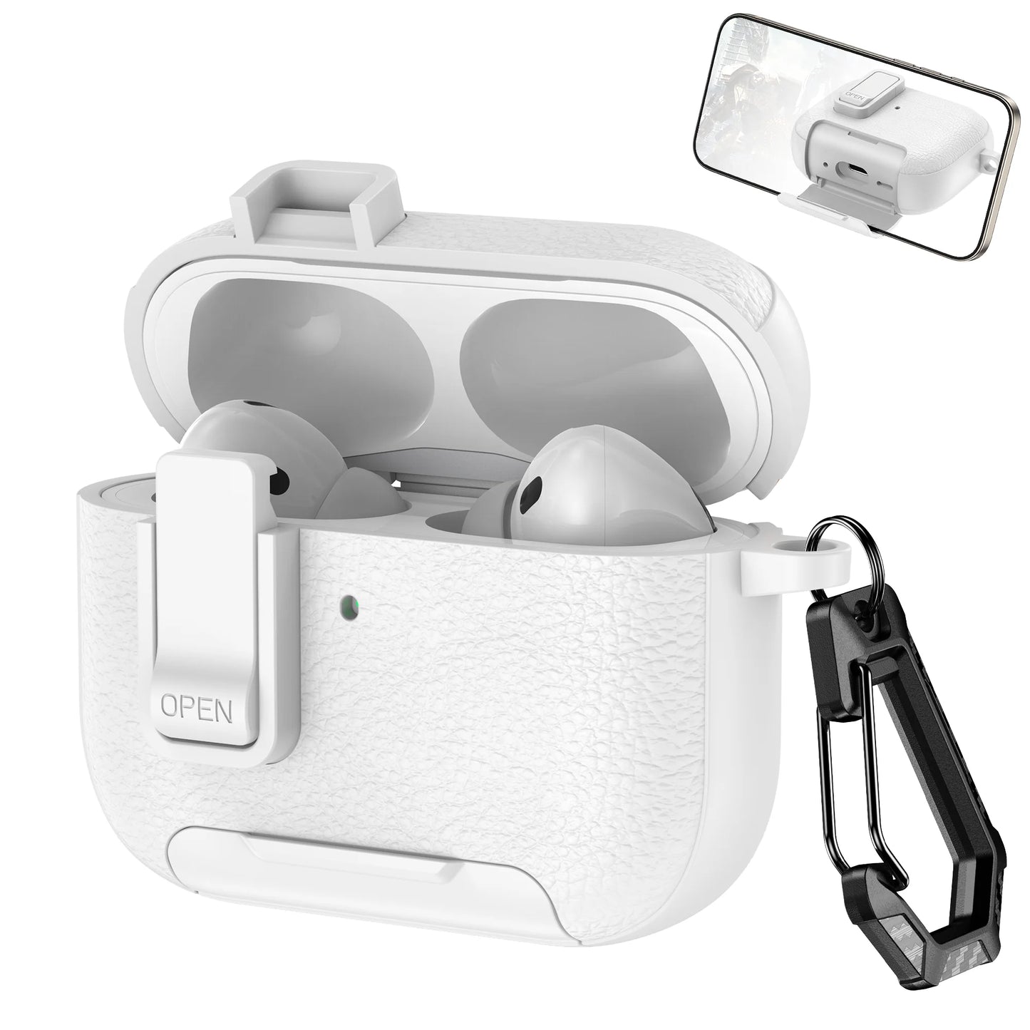 New Earphone Cover For AirPods Pro 3 3rd Generation Protective Case With Secure Lock Invisible Phone Stand Leather Texture Cover