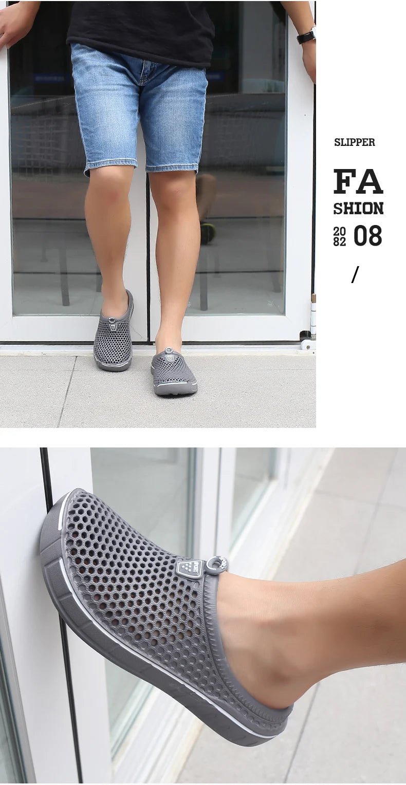 Couple Style Men's and Women's Slippers, Clogs, Mules, Solid Color Slip-Ons, Breathable Summer