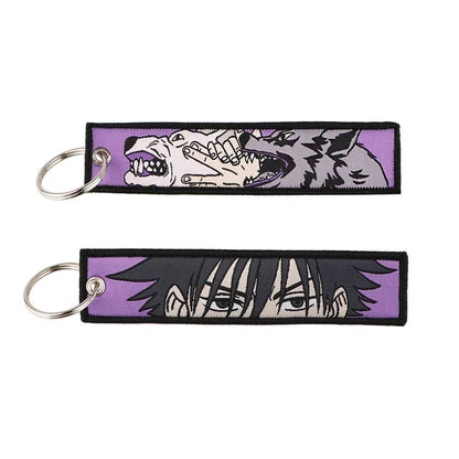 Anime Satoru Gojo Geto Suguru Embroidery Key Fobs Japanese Manga Key Tag Keychain Key Ring Backpack Chaveiro